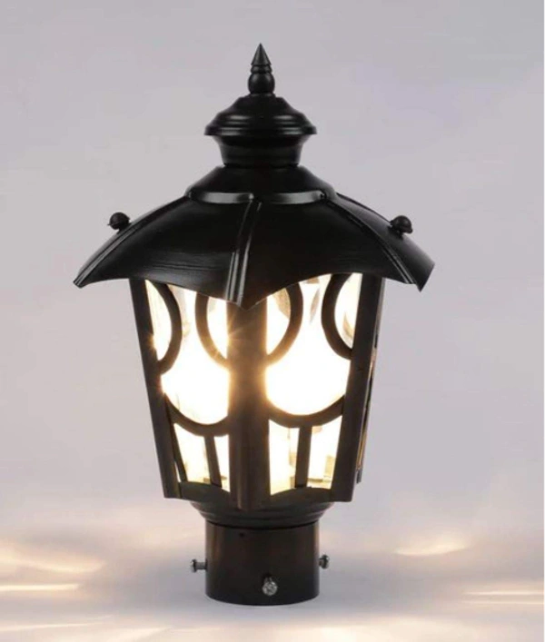 Das-GL-P Lighthouse Metal Black Umbrella Decorative Exterior Outdoor/Gate/Garden/Pillar Lights Lamp (Pack of 2) - Black, NA